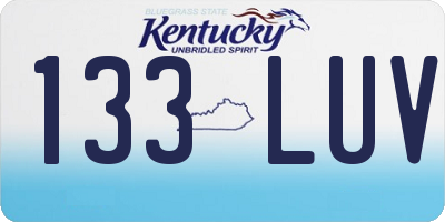 KY license plate 133LUV