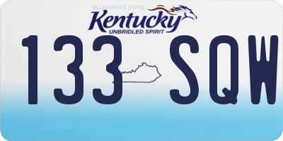 KY license plate 133SQW