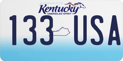 KY license plate 133USA
