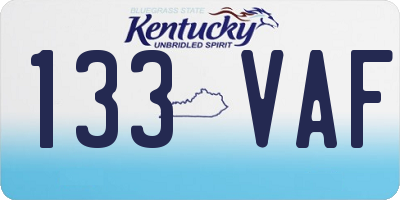 KY license plate 133VAF