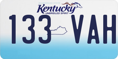 KY license plate 133VAH
