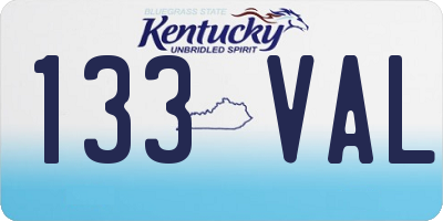 KY license plate 133VAL
