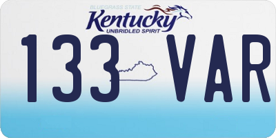 KY license plate 133VAR