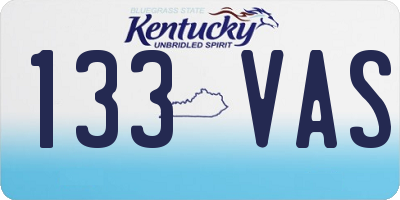 KY license plate 133VAS