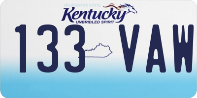 KY license plate 133VAW