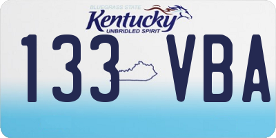 KY license plate 133VBA