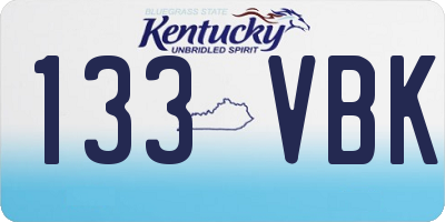 KY license plate 133VBK