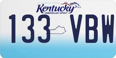 KY license plate 133VBW