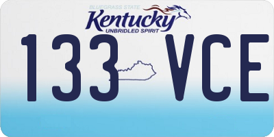 KY license plate 133VCE