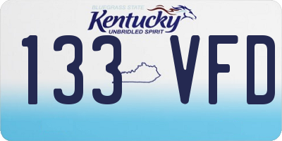 KY license plate 133VFD