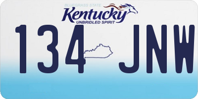 KY license plate 134JNW