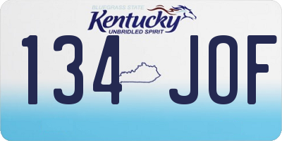 KY license plate 134JOF