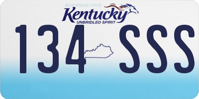 KY license plate 134SSS