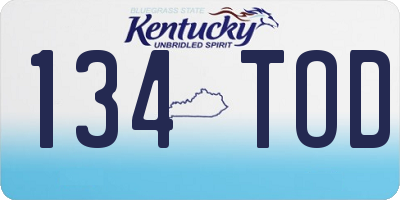 KY license plate 134TOD
