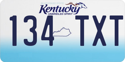 KY license plate 134TXT