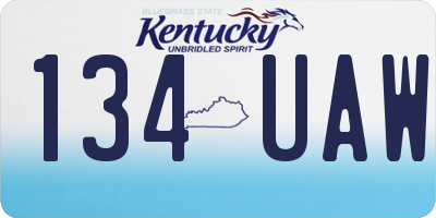 KY license plate 134UAW