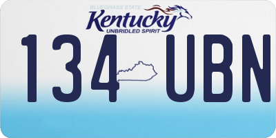 KY license plate 134UBN