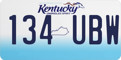 KY license plate 134UBW