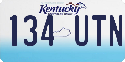 KY license plate 134UTN