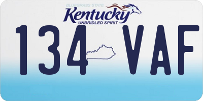 KY license plate 134VAF