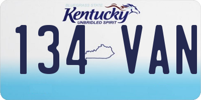 KY license plate 134VAN