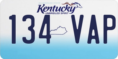 KY license plate 134VAP