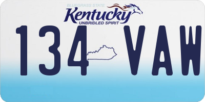 KY license plate 134VAW
