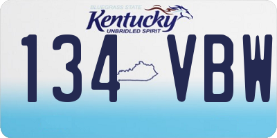 KY license plate 134VBW