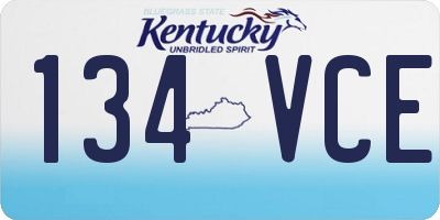 KY license plate 134VCE