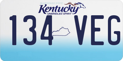 KY license plate 134VEG