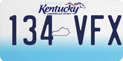 KY license plate 134VFX
