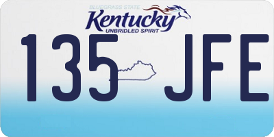 KY license plate 135JFE