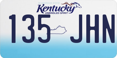 KY license plate 135JHN