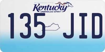 KY license plate 135JID