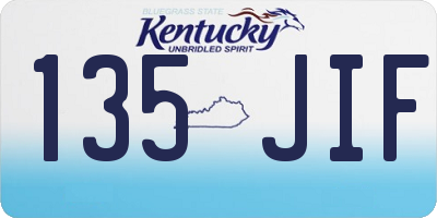 KY license plate 135JIF