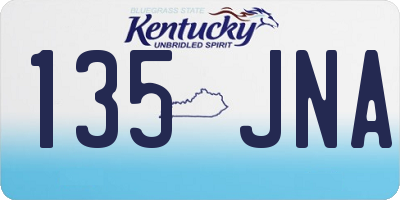 KY license plate 135JNA