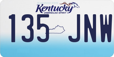 KY license plate 135JNW