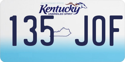KY license plate 135JOF