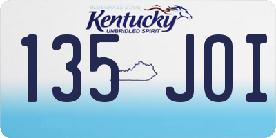 KY license plate 135JOI