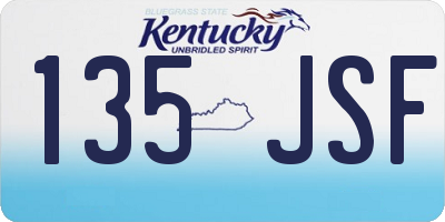 KY license plate 135JSF