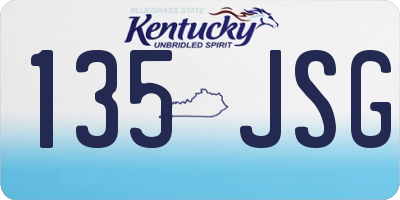 KY license plate 135JSG