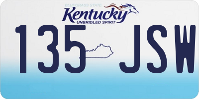 KY license plate 135JSW