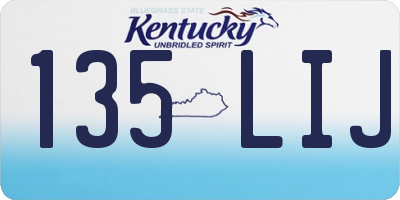 KY license plate 135LIJ