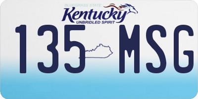 KY license plate 135MSG