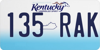 KY license plate 135RAK