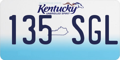 KY license plate 135SGL