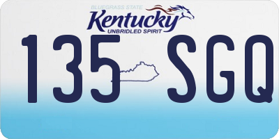 KY license plate 135SGQ