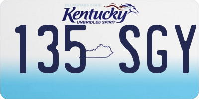 KY license plate 135SGY
