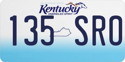KY license plate 135SRO