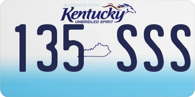 KY license plate 135SSS